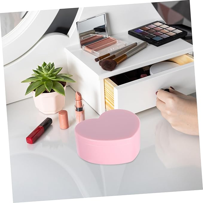 2pcs Heart Shaped Jewelry Organizer Makeup Mirror Dual-layer Decorative Box for Earrings and Bracelets Girls Women and Special Occasions