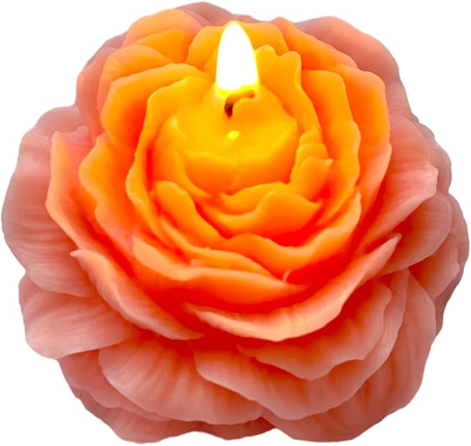 Light-Pink Peony Flower Shape Candles for Women Friends Colleague Classmates Gift, 3 Inch Pastel Aesthetic Scented Candle with White Peach Oolong Fragrance