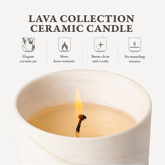 Hidden Label Scented Soy Candles, Large Candle 12oz Japanese Cherry Blossom Ceramic Jar Lava Collection, Gorgeous Gifts for Birthday Thanksgiving Christmas