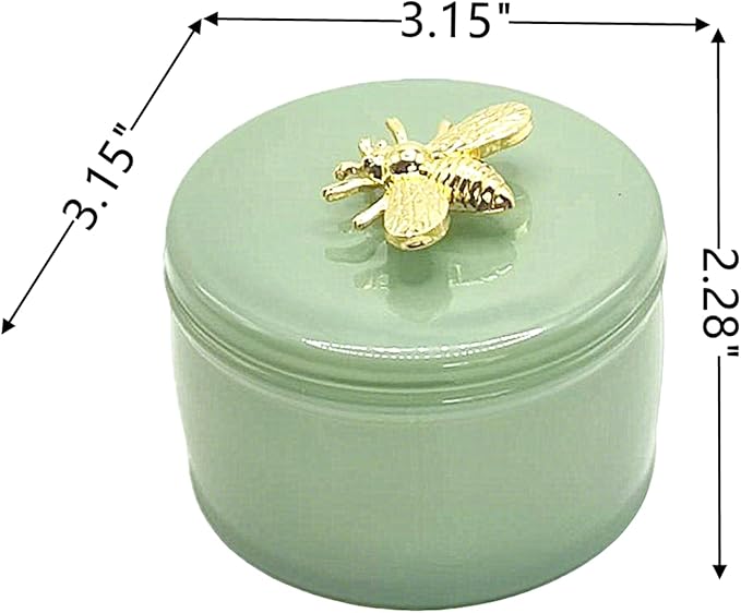 Cute Glass Candy Box - Glass Jar with Lids for Storage Candy Cookie, Vintage Candy Jar Candy Dish for Office Desk Buffet,3.15x3.15x2.28 H IN-GRB019-Green