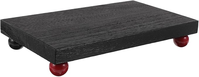 Wooden Rectangular Tray Medium Black – Makeup Organizer for Desk, Perfume Display, and Jewelry Holder – Solid Wood Vanity Decorative Tray for Entryway and Bedroom