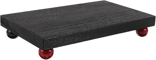 Hemobllo Wooden Rectangular Vanity Tray Medium Black – Solid Wood Perfume and Makeup Organizer for Entryway and Bathroom Countertop Decor