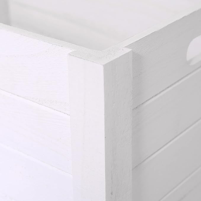 Farmhouse Modern White Wooden Crates For Storage,Rustic Decorative Boxes,Set Of 3 Extra Large Nesting Wooden Storage Crates For Home Decor,Handmade Natural Solid Wood Box (Morden White)
