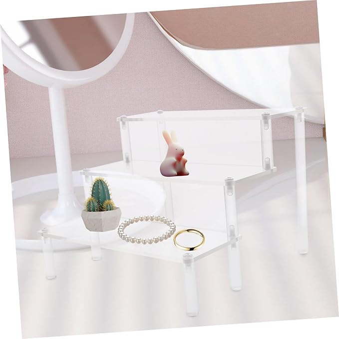 2pcs Stable Perfume Display Rack Acrylic Riser Stand Organized Shelf for Makeup Organizer