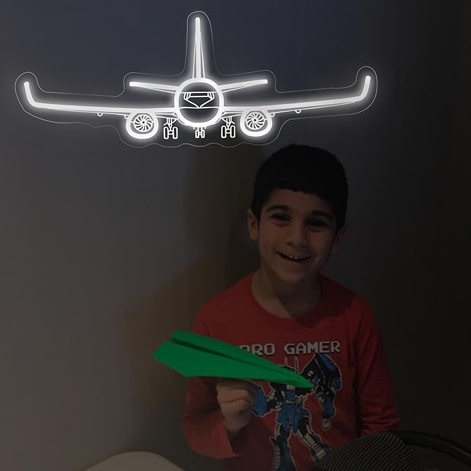 Airplane Neon Sign, Handmade LED Light, Airplane Wall Decort, Gifts for Pilot, Aviation Lover Gift, Kids Room Decor, 16.5"x6.5"