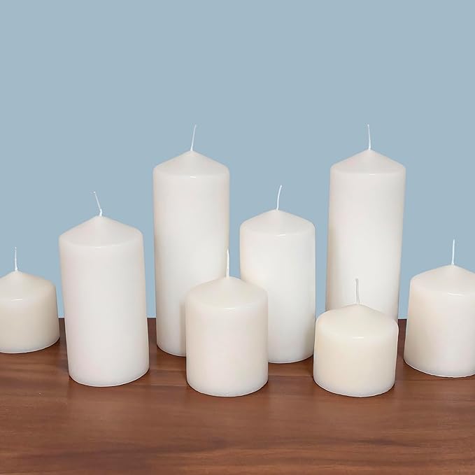Stonebriar Unscented White Tall Pillar Candles, 35 Hour Burning Candle Pillars, Perfect for Decor, Weddings, Emergencies 3" X 4", 6 count