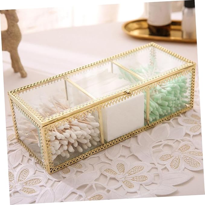 PartyKindom Jewelry Storage Box Compartment Design Elegant Organizer for Makeup and Accessories Decorative Case for Home Office Use Stylish Vanity Display