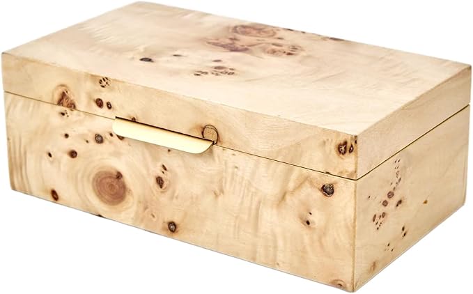 Burl Wood Tabletop Storage Box, 7.5x4.25 Inches, Keepsake Box, Decorative Box, Basket with Lid, Storage Basket with Lid, Compact Size