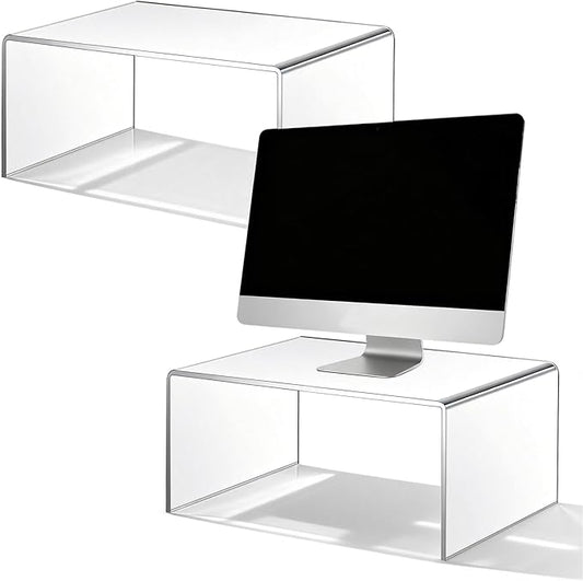 2 Sets Acrylic Display Risers,16 Inch Counter Organizer Rack, Kitchen Counter Shelf Organizer for Bathroom.for Collectibles, Jewelry, Cupcakes, Figures, Kitchen & Retail Use (transparent, 16 Inch, 8 mm)