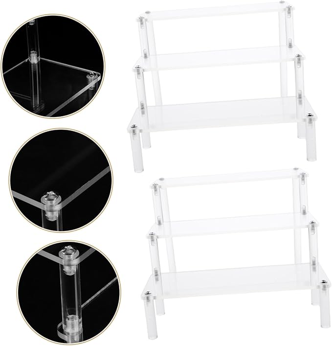 2pcs Stable Perfume Display Rack Acrylic Riser Stand Organized Shelf for Makeup Organizer