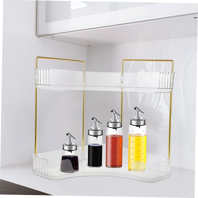 Cabilock Corner Shelf Organizer Storage Rack for Kitchen Spice Bathroom Shower and Makeup Countertop and Stable Design for Home Use