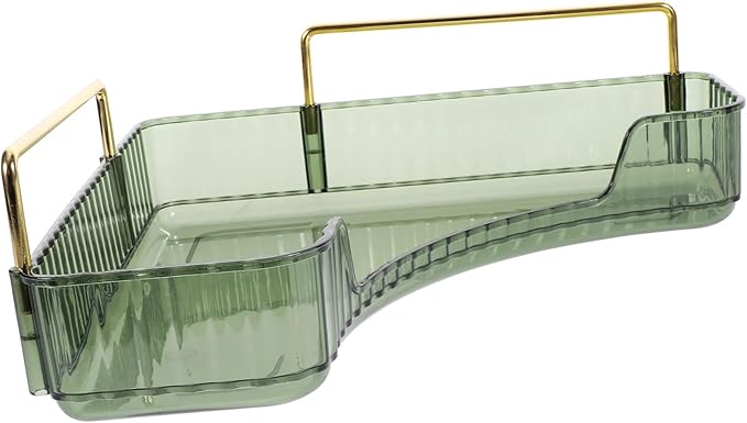VOSAREA Triangular Makeup Organizer Green Cosmetic Storage Rack Single Layer Vanity Shelf for Bathroom Counter Perfume and Jewelry Display for Bedroom