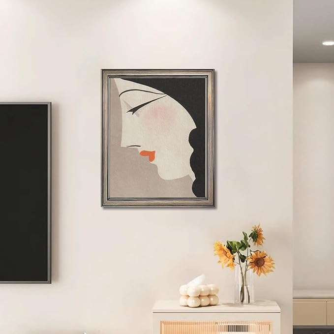 Japanese Wall Art Framed Vintage Woman Portrait Oil Painting Asian Wall Art Girl Room Bedroom Living Room Bathroom Decor
