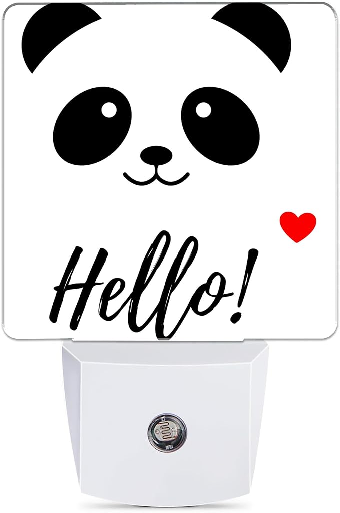 Hello Panda Night Light, Smile Animal Night Lights Plug into Wall Decor for Bedroom, Bathroom, Hallway, Kitchen, Dusk to Dawn Sensor Nightlights for Women Men Room Gifts