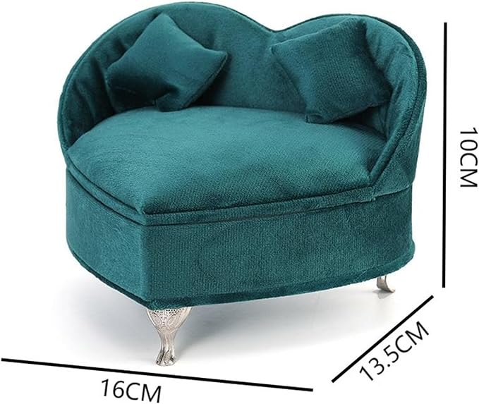Jewelry Box Flannel Jewelry Organizer Small Sofa Shape Jewelry Organizer Makeup Mirror Ring Organizer Jewelry Makeup Organizer Jewelry Organizer Drawer Jewelry Boxes Organizer ( Color : Green , Size :