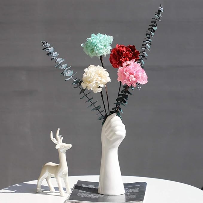 White Ceramic Vase Creative Human Body Art Design Multi Functional Office Desktop Organizer Pen Holder Makeup Brush Holder Home Decor Vase for Flowers Boho Ceramic Vases Stylish Decorative Accent (E)