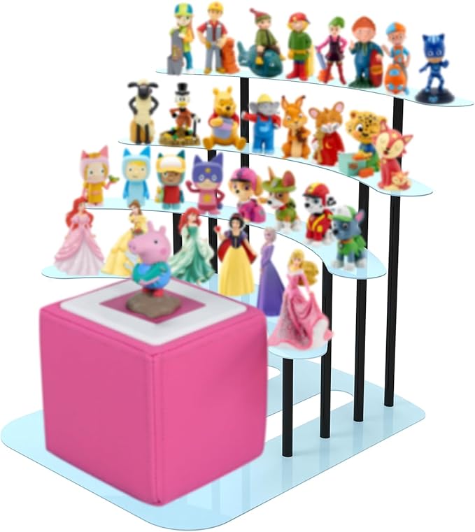 Metal Bracket for Toniebox,Desk Shelf for Tonies Figures 20-35pcs Storage,Metal Display Stage for Toniebox Player,Children's Room Decorations and Gifts (Blue)