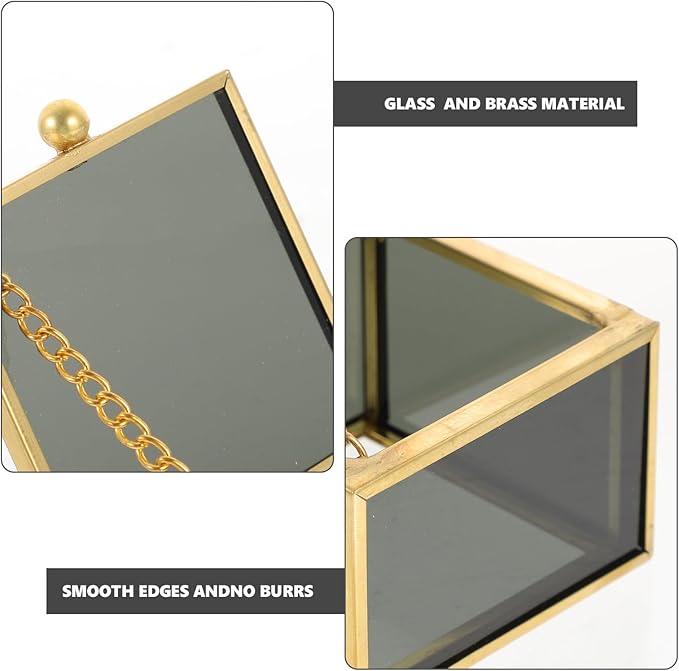 Vintage Square Glass Jewelry Storage Box Elegant Keepsake Organizer for Makeup and Trinkets Stylish Decorative Storage for Women