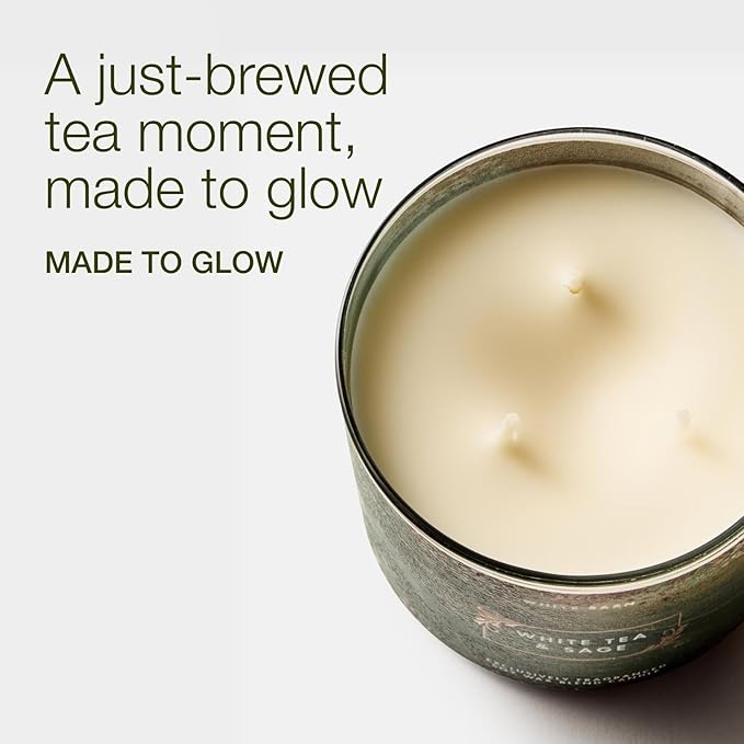 Bath & Body Works White Tea & Sage 3-Wick Candle - Scented Candle for At-Home Use - Long-Lasting, Room-Filling Fragrance - High Fragrance Oil Concentration - Soy Wax Blend - 2-Pack