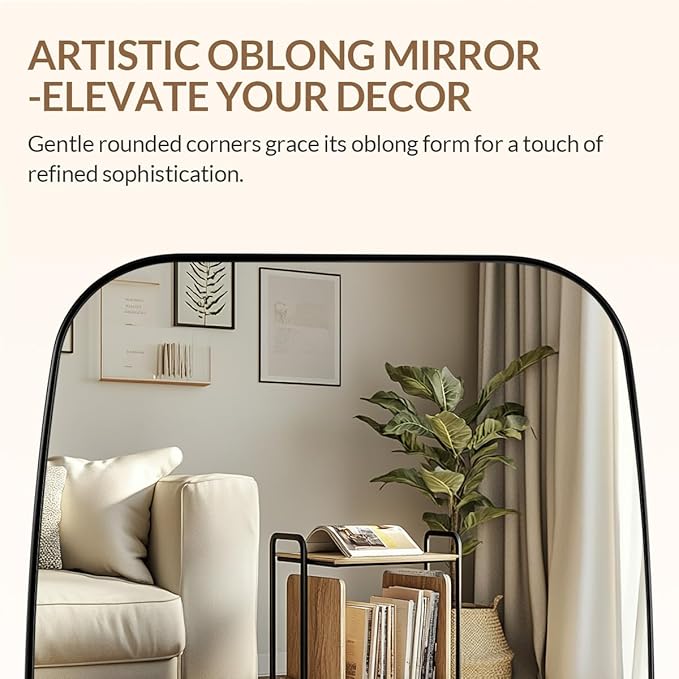 ANDY STAR 24x24 Black Bathroom Mirror, Oblong Vanity Mirror with Stainless Steel Metal Frame, Matte Black Mirror for Over Sink, Modern Anti Rust Wall Mounted