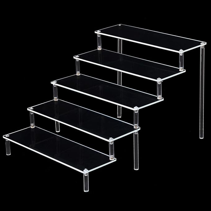 Acrylic Action Figure Display Stand 3 Step Perfume Cupcake Organizer Tray Holder Display Shelf for Makeup Doll - Clear Transparent Toy Model Shelf Risers for - 39.5x41.5cx25cm