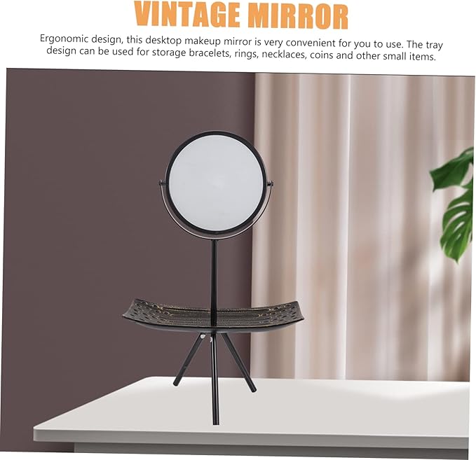 Healeved High-Definition Mirror Makeup Table with Storage Tray Stylish Jewelry Organizer for Daily Use