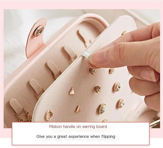 Jewelry Box Portable Travel Jewelry Organizer Necklace Ring Earring Storage Box Double Layer Household Jewelry Box Makeup Organizer for Rings Necklaces Bracelets Earrings ( Color : B , Size : 16*11.5*
