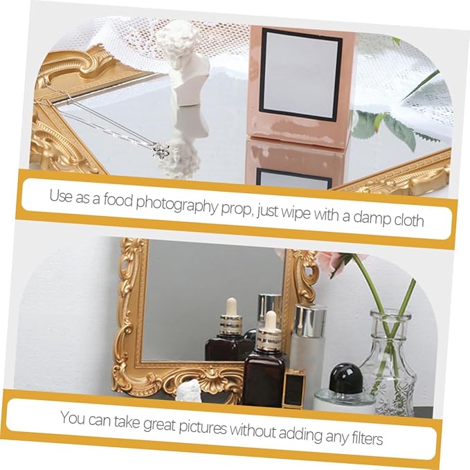 ABOOFAN Vintage Mirror Tray for Perfume and Makeup Organizer, Decorative Vanity Plate for Dresser Tops, Glass Perfume Tray for Home Décor and Photography Display