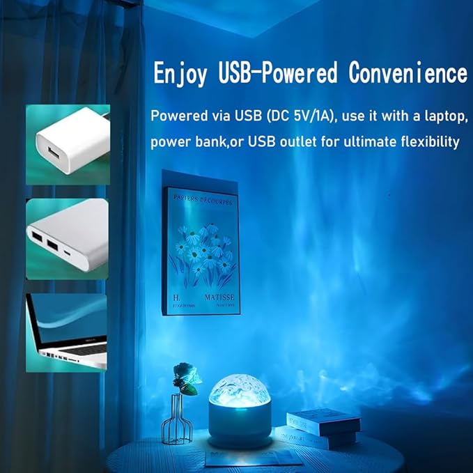 Neioaas 2 in 1 Northern Lights Projector, 16 Color Aurora Night Light Projector,Remote Galaxy Light Projector,USB Recharge Ocean Wave Projector for Playroom Birthday Kids Teen Gift (Aurora & Wave)