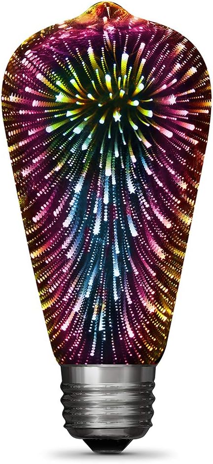 Feit Electric Infinity 3D Fireworks LED Light Bulb, ST19 LED Bulb, ST19/PRISM/LED,1 Count (Pack of 1), Multicolor
