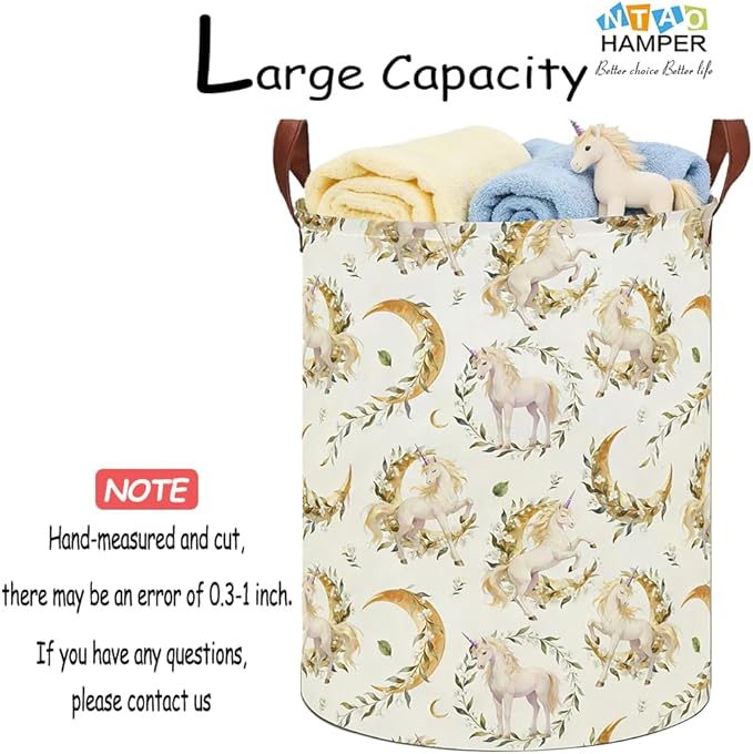 NTAOHAMPER Laundry Hamper,Laundry Basket,Baby Nursery Hamper,Waterproof Storage Bin,Clothes Organizer Basket,Room Decor(Moonlight Unicorn