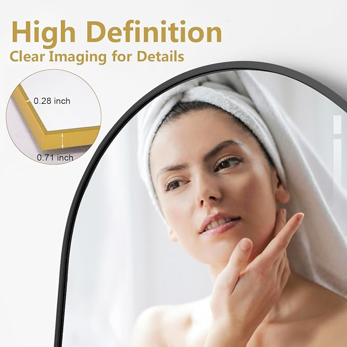 Rowjut Floor Mirror Arched Mirror Full Length 56"X20" Full Length Mirror can be Free Standing or Hanging on The Wall Used in Living Room Entrance Hall, Corridor Room Bathroom etc （Black
