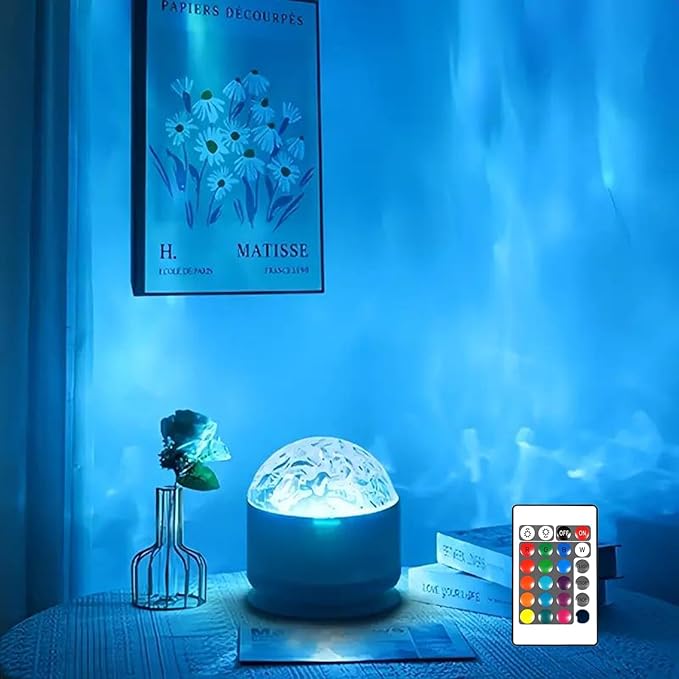 Ocean Wave Projector Light, 16 Color Water Ripple Lamp with Remote Control, 3D Ocean Lamp for Home Office Bar Restaurant