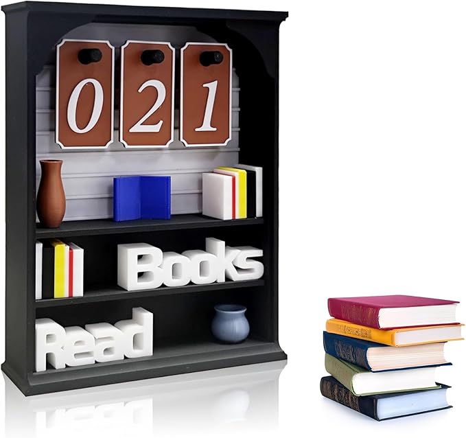 Books Read This Year Counter, Books Read Tracker for Reading Goal, Bookend Decor Book Accessories for Reader, Librarian and Teacher Reading Challenge Display