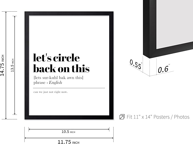 Poster Master Typography Poster - Retro Dictionary Print - Let's Circle Back on This Definition, Book Page, Funny - Gift for Colleague, Friend - Wall Decor for Home, Office, 11x14 Black Framed