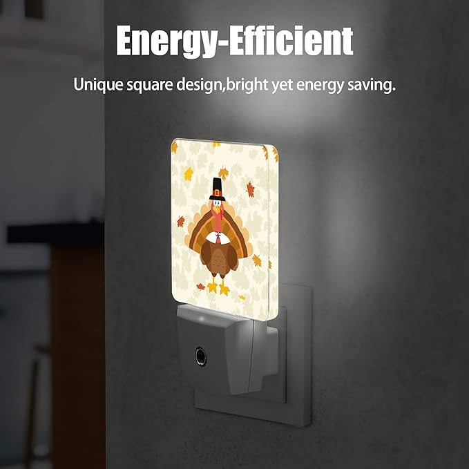 Cute Holiday Turkey Night Light, Thanksgiving Plug into Wall with Dusk to Dawn Light Sensors,Warm Nightlights for Bedroom, Bathroom, Gifts Ideal for Girls Women