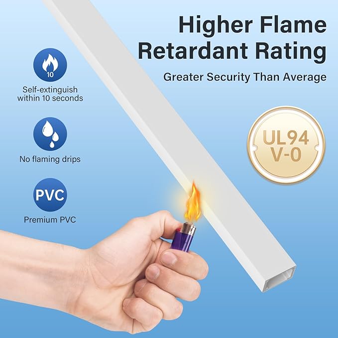 Delamu 56.7in Cord Hider, Cord Covers for 1-2 Wires on Wall, One-Cord Cable Hider, Easy Install Wire Hider Wire Covers for Cords on Wall, Cable Cover Raceway to Hide Wires Along Wall, W0.59 H0.4in