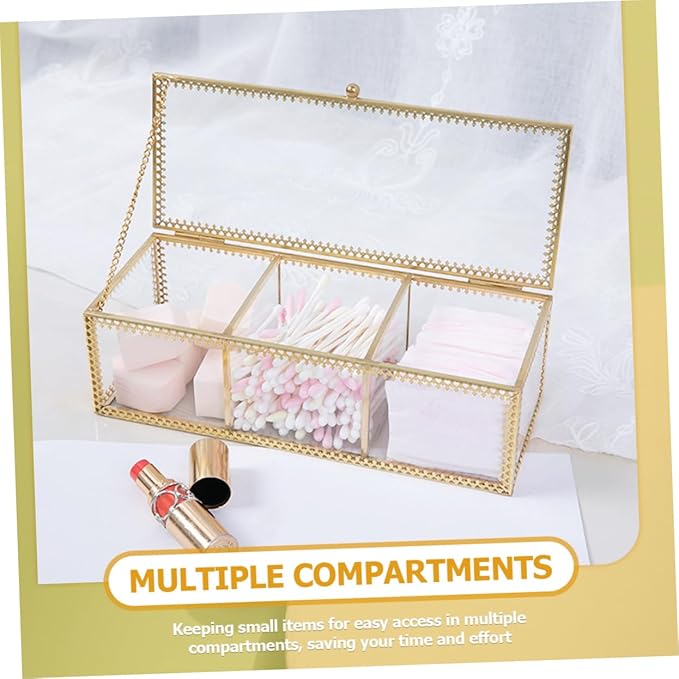PartyKindom Jewelry Storage Box Compartment Design Elegant Organizer for Makeup and Accessories Decorative Case for Home Office Use Stylish Vanity Display