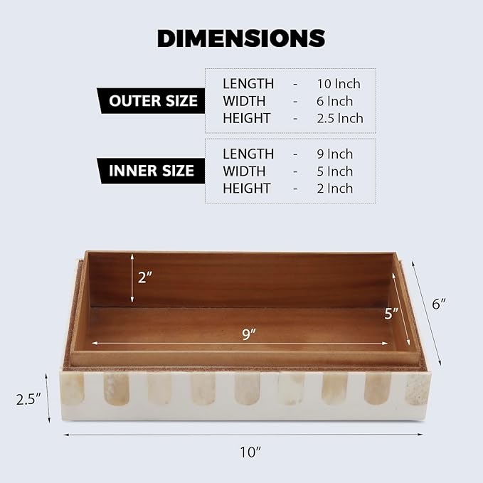Handicrafts Home Decorative Storage Box 10x6 – Remote Organizer Box with Lid, Modern Decorative Keepsake Box, Boho Shelf Décor, Memory Box for Photos or Letters, Decorative Box for Table Décor