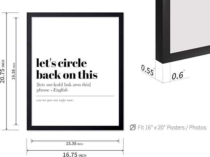 Poster Master Typography Poster - Retro Dictionary Print - Let's Circle Back on This Definition, Book Page, Funny - Gift for Colleague, Friend - Wall Decor for Home, Office, 16x20 Black Framed