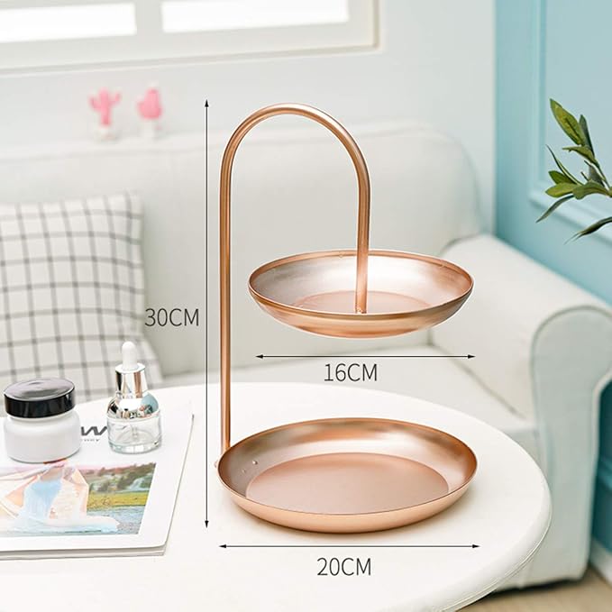 Besttimes Two Tiered Jewelry Tray,Cosmetic Storage Organizer,Bathroom Organizer Holder (Rose Gold)