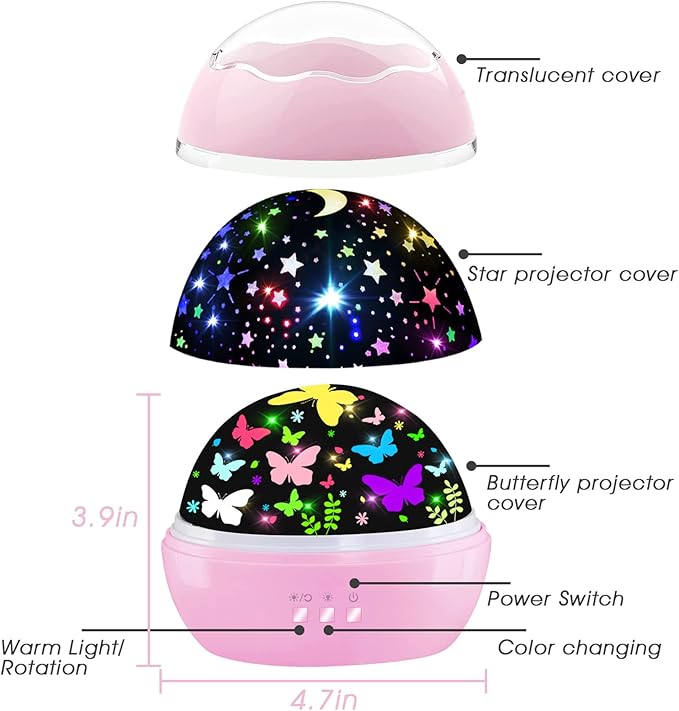 Butterfly Decorations Toddler Toys for 3-8 Year Old Girls, 16 Colors Star Projector Butterfly Night Light, Butterflies Party Room Decor, Christmas Easter Birthday Kids Toys Gifts for Girls Age 5-12