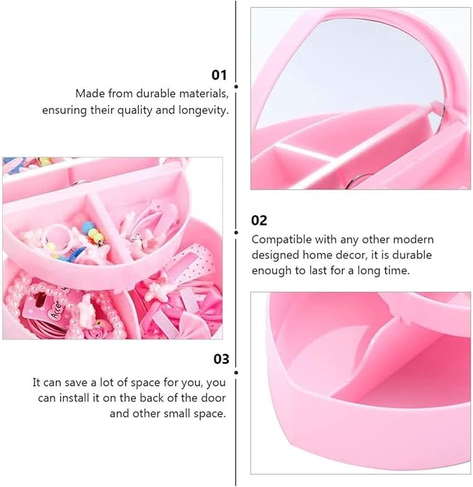 Jewelry Box,Earring Organizer Box Romantic Jewelry Box Earrings Display Box Hair Clip Storage Box Jewelry Organizer Box with Heart Make Makeup Organizer Box