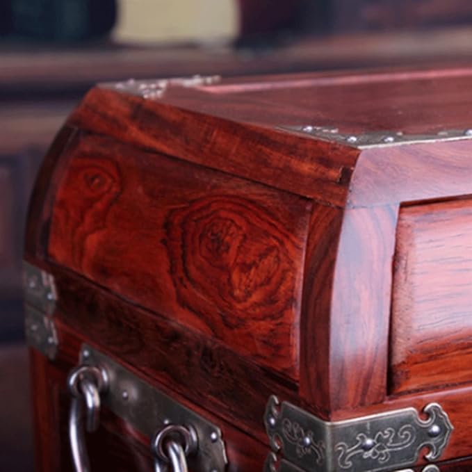 Jewelry storage box Makeup Organizers Traditional Wooden Jewelry Box Treasure Box - Oriental Style Wooden Box for Jewelry, Vintage Treasure Chest with 3 Drawer - Antique Storage Box Jewelry Case