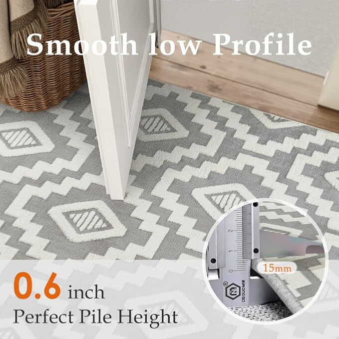PureCozy Super Soft Shag Rug 4x6 for Living Room Modern Gray Washable Small Area Rugs High Pile Non-Shedding Throw Rugs Non Slip Indoor Office Carpet for Playroom Bedroom Home Aesthetic Decor