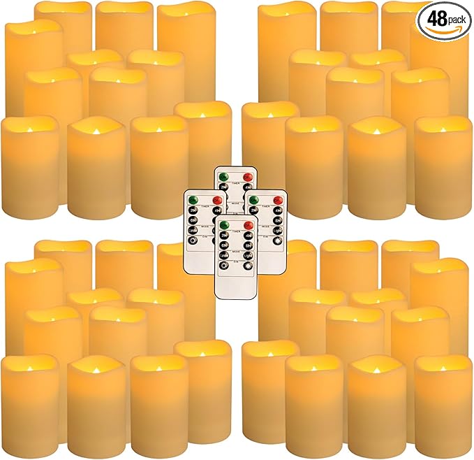 LED Candles 48Pack,Flickering Flameless Design,Operated by Remote with Timer FunctionGreat for Aniversary,Halloween and Christmas
