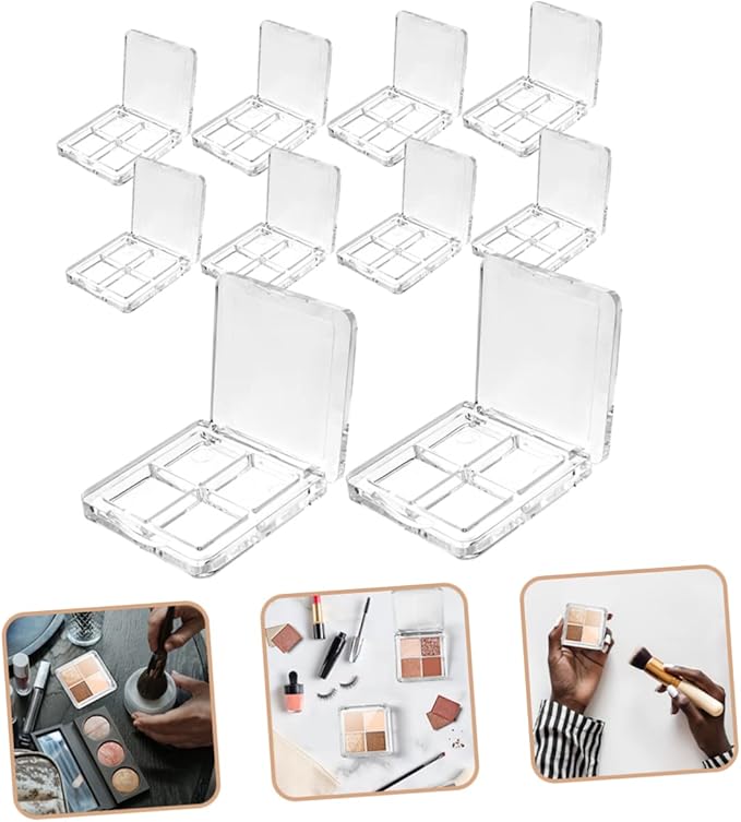 PartyKindom 10pcs Eyeshadow Storage Case Makeup Organizer Travel Blusher Box Eyeshadow Sub Container Cosmetics Box