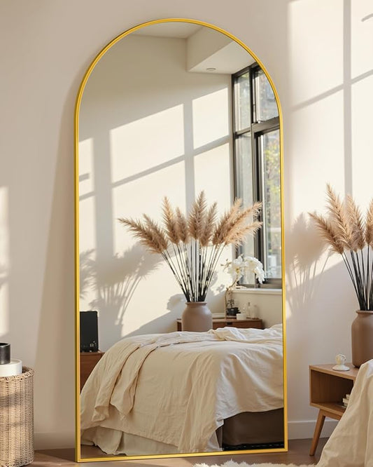 69"x28" Full Length Mirror, Arched Full Body Mirror, Standing Hanging or Leaning Floor Mirror for Bedroom and Living Room, Gold