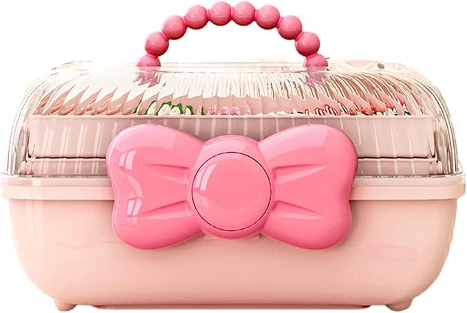 Hair Accessories Organizer for Girls, 3-Layers Foldable Hair Clip Organizer Box with Handle, Multifunctional Storage Box for Headband, Bows, Hairties, Jewelry, Sewing Supplies, Makeup Tool, Craft