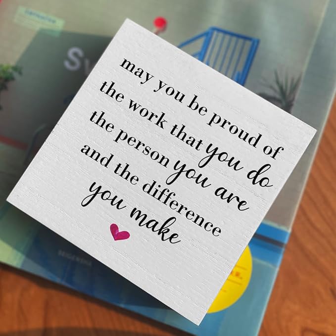 Motivational Artwork Wood Box Sign Rustic Farmhouse Style May You Be Proud of the Work Wood Block Plaque 5 X 5 Inches Home Office Desk Sign Decor for Presents